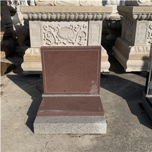 Royal Red Granite Simple Tombstones , Asian Monuments Design